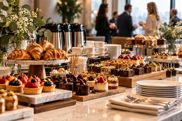Kurumsal coffee break menüsü, kahve ve mini tatlı ikramlıkları